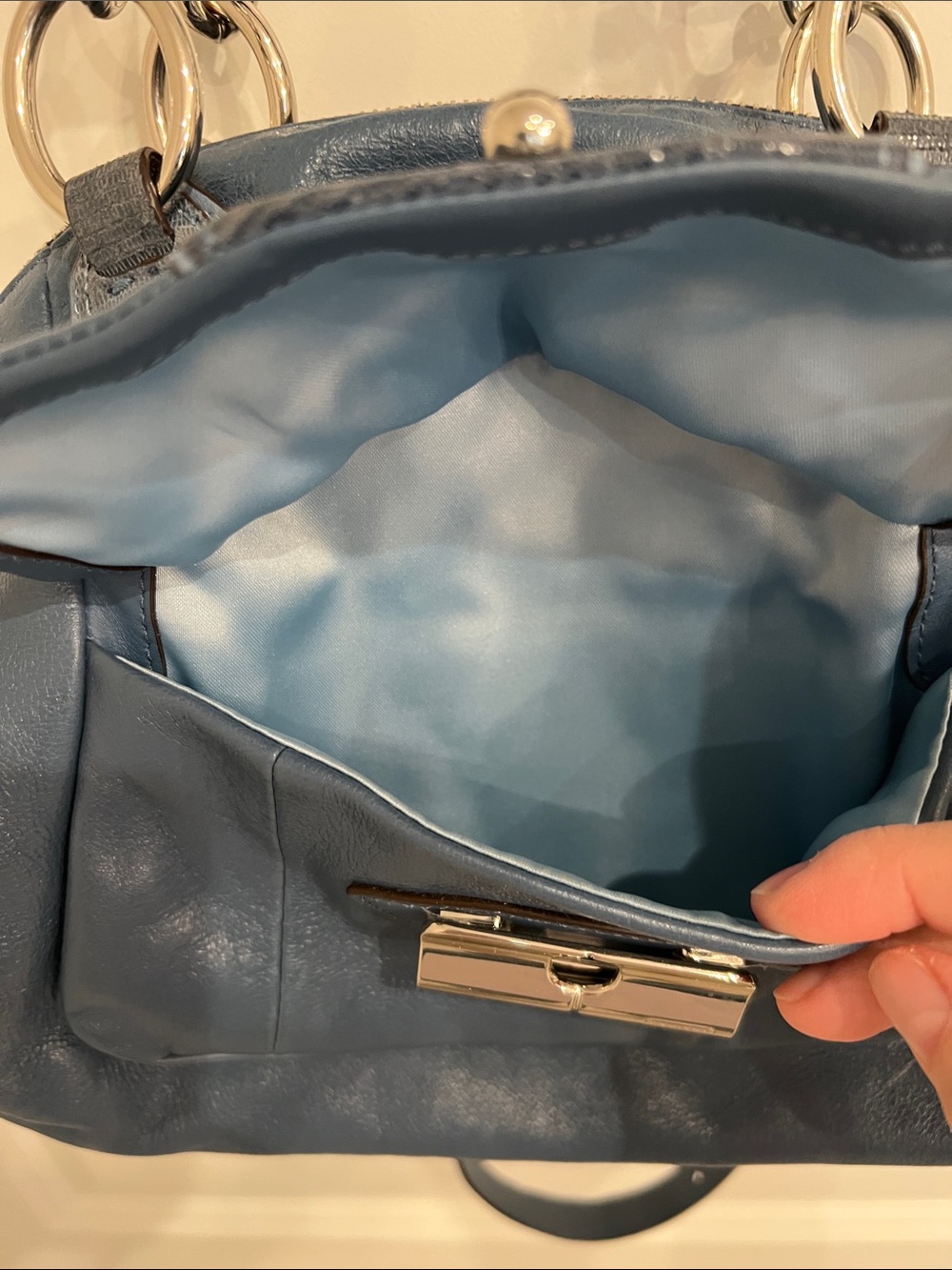 Coach 19296 Kristin Blue Leather Crossbody Satchel - Picture 14 of 16